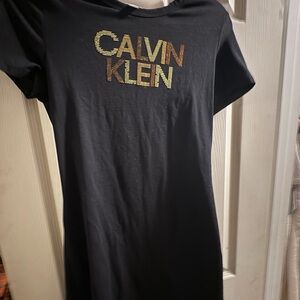 Calvin Klein Black Tee with Gold Accents